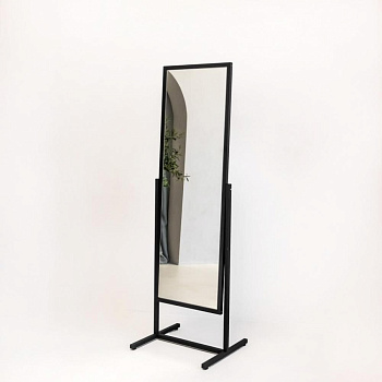 Зеркало напольное, 475Lx1774Hx505Dмм, полотно 1500х370мм ASTМ-03 (2 эл. рама - чёрный муар)