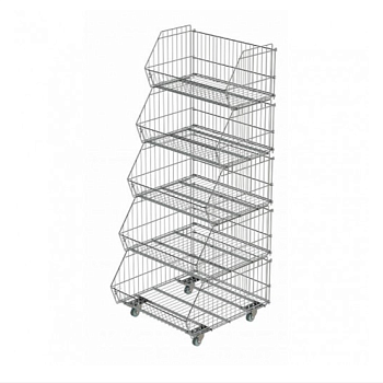 Стойка из 5 корзин "Горка" 1550*625*600 металлик без колес